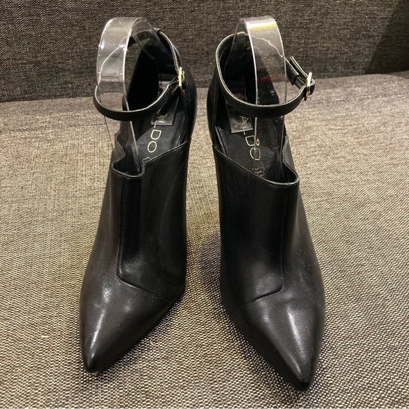ALDO Sz 9 Pointy Toe Cap  Leather Ankle Strap Shoetie 4” Heels Shoes - Picture 1 of 9